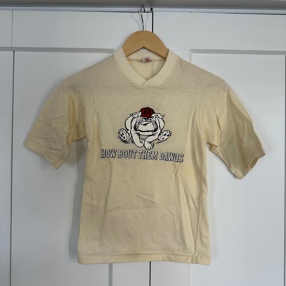 True Vintage 60s Kids M Artex Georgia Bulldogs Double Sided Graphic Cotton Shirt